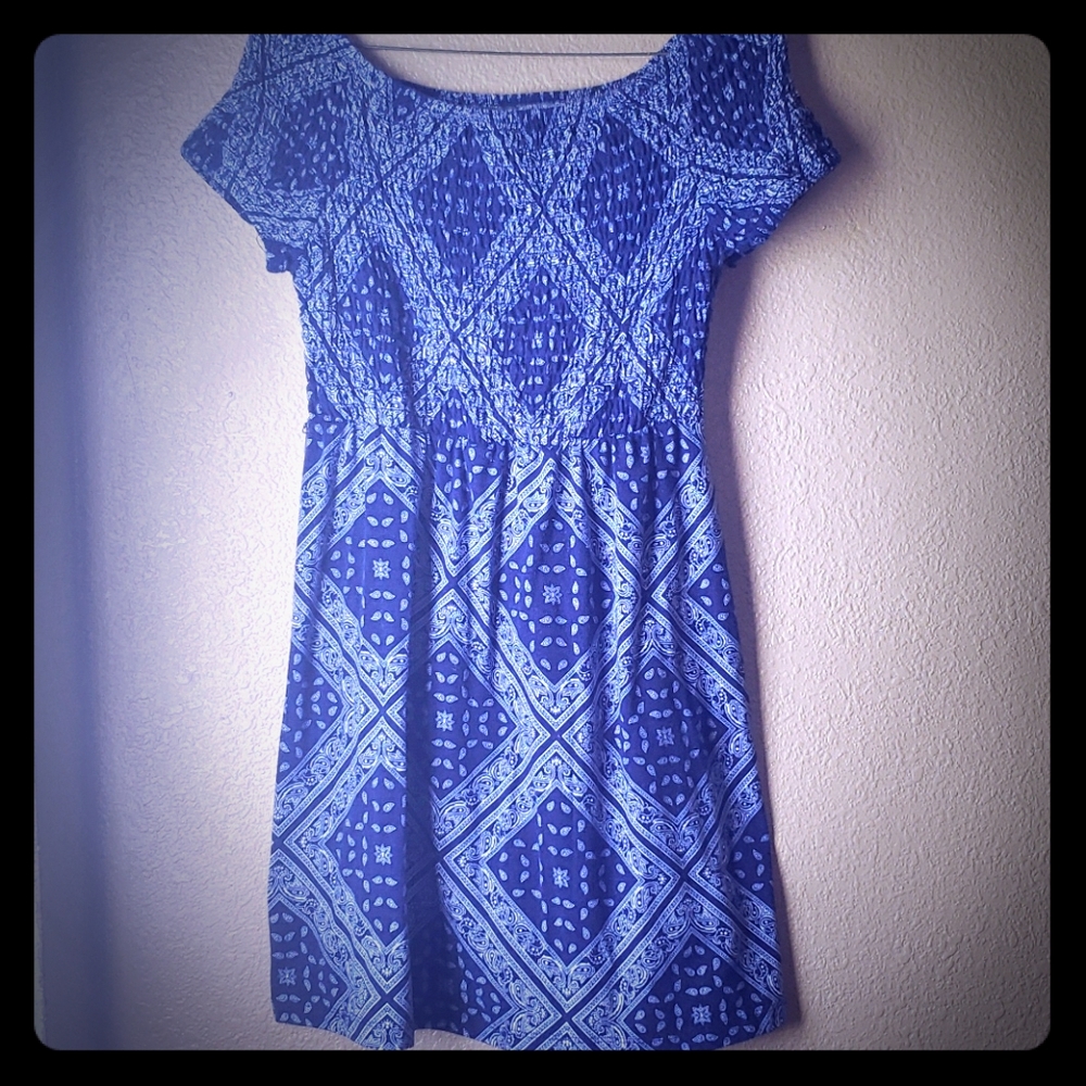 Blue Bandanna Print Dress